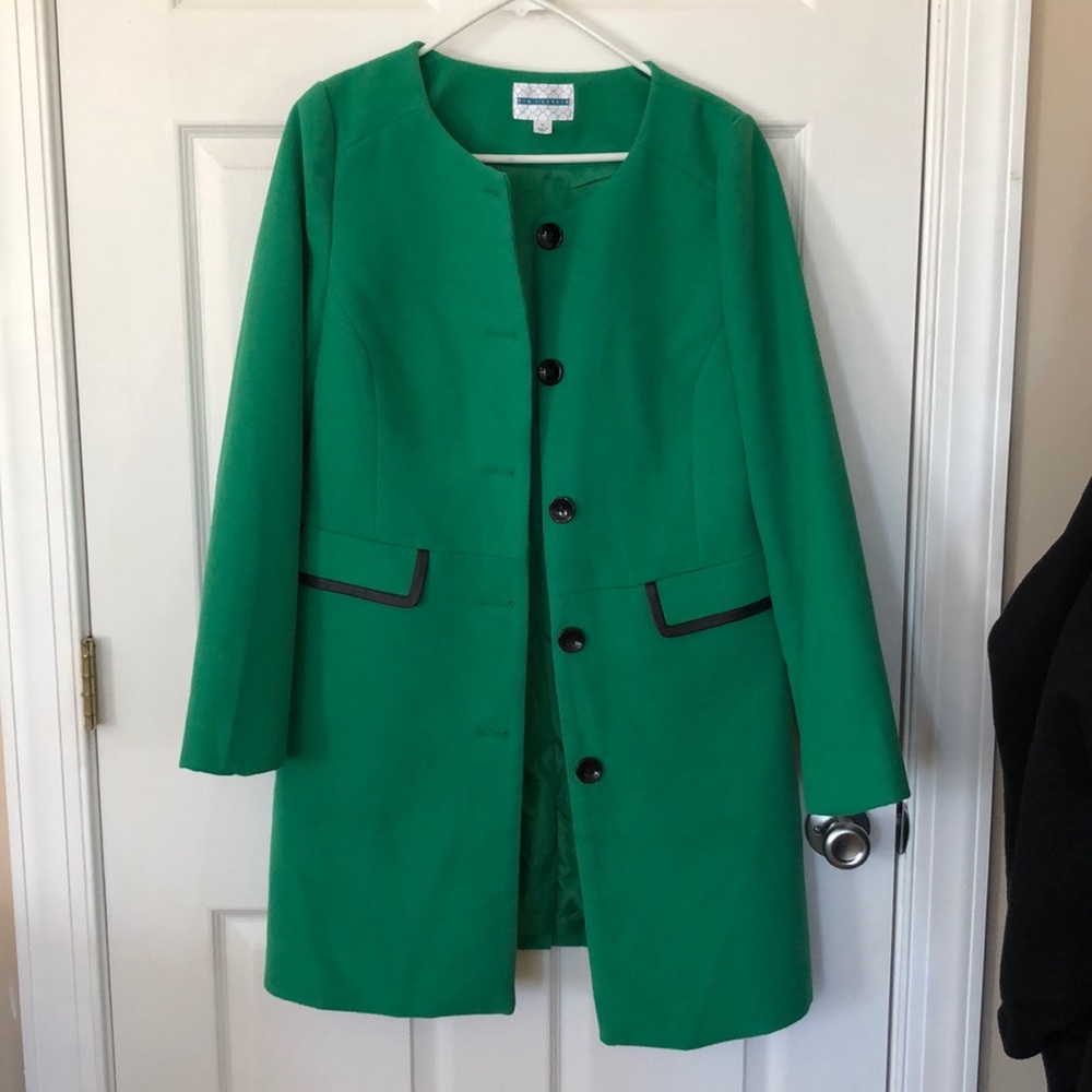 Kelly green pea coat by Pim + Larkin